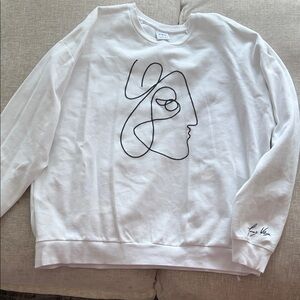 Zara Mens White Graphic Sweatshirt